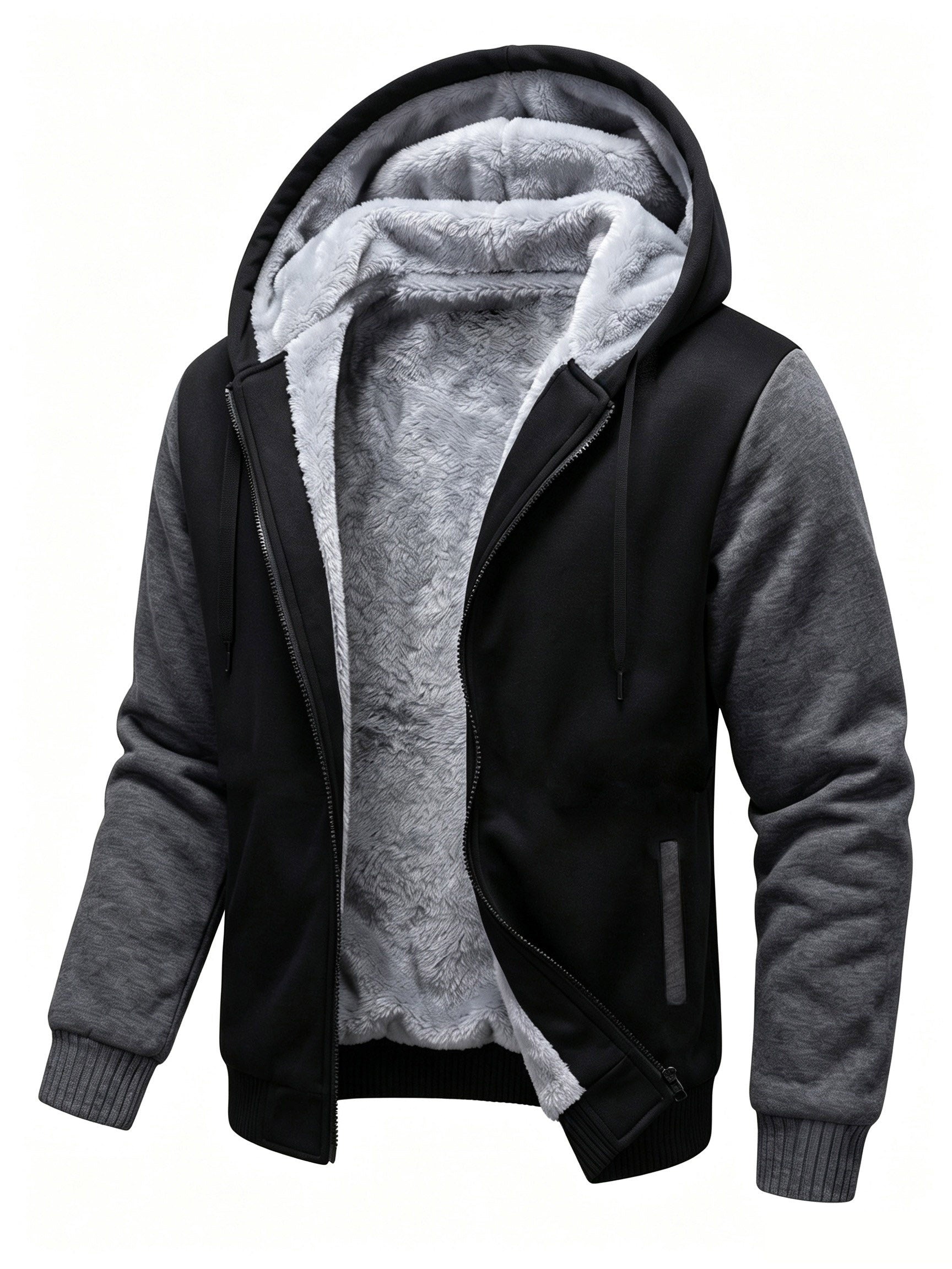 Men's Autumn Fleece Zip-Up Hoodie Cardigan with Warm Lined Design