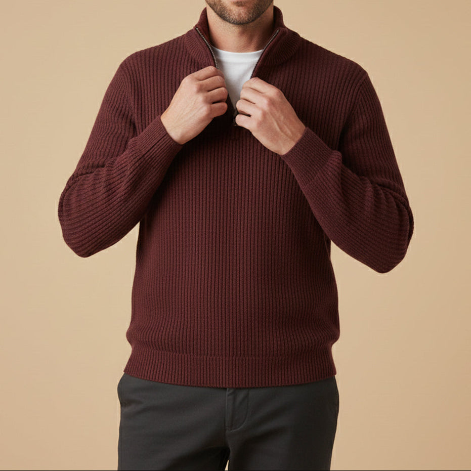 Men’s Half Zip Pullover Sweater Casual Long Sleeve Top