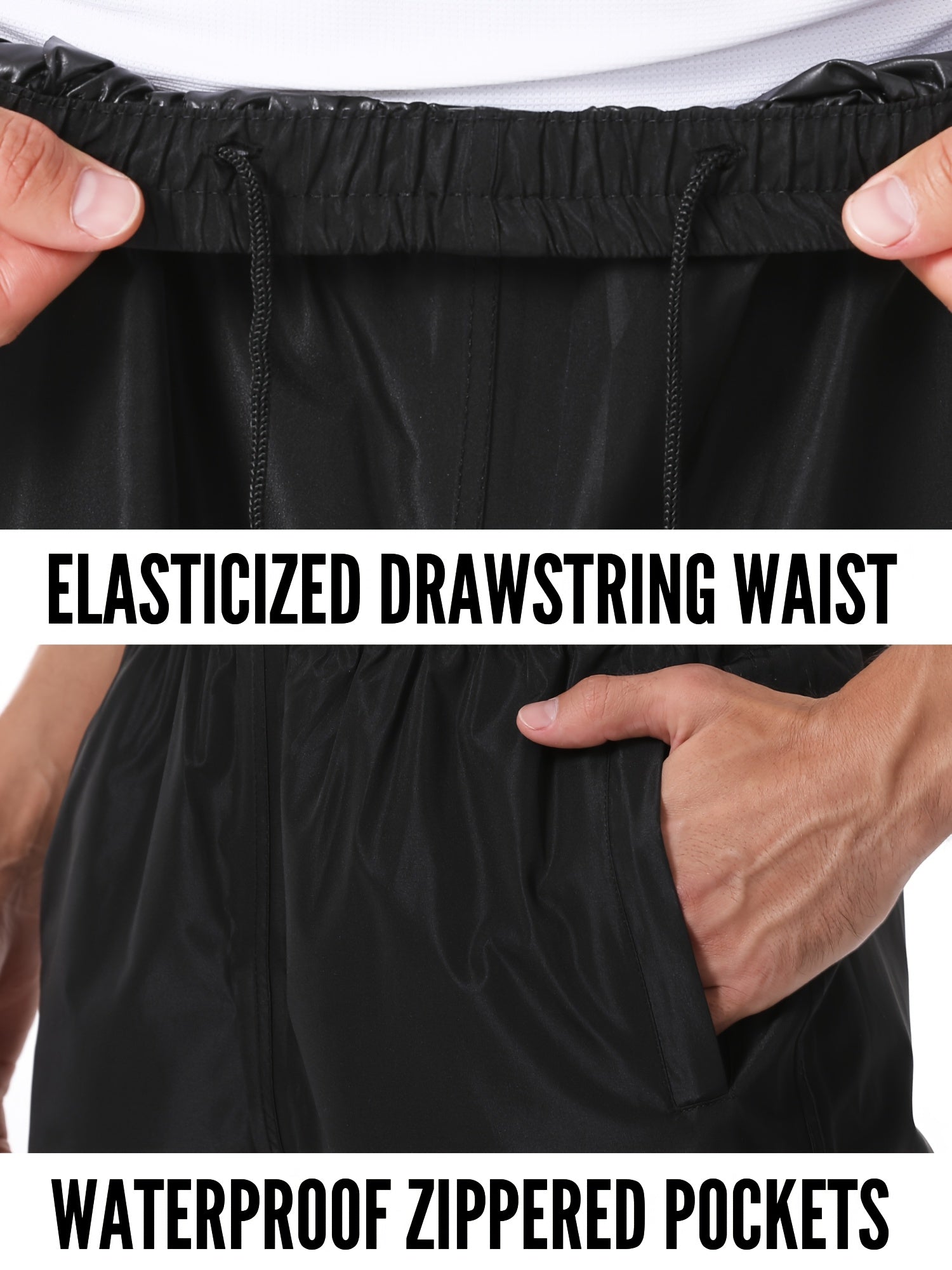 Men's Waterproof Rain Suit 2 Piece Set with Hooded Jacket and Trousers
