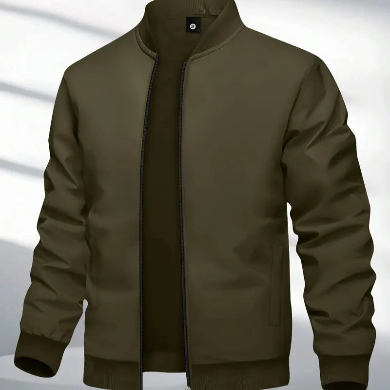 Men’s Zip Up Bomber Jacket Stand Collar Casual Everyday Jacket