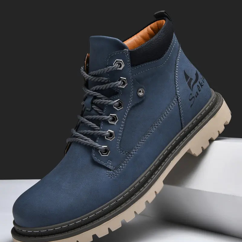 Men’s Lace Up Work Boots Casual Outdoor Ankle Shoes Comfortable Grip