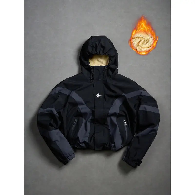 Men’s Outdoor Vintage Streetwear Jacket Zip Up Casual Windbreaker Lightweight Hooded