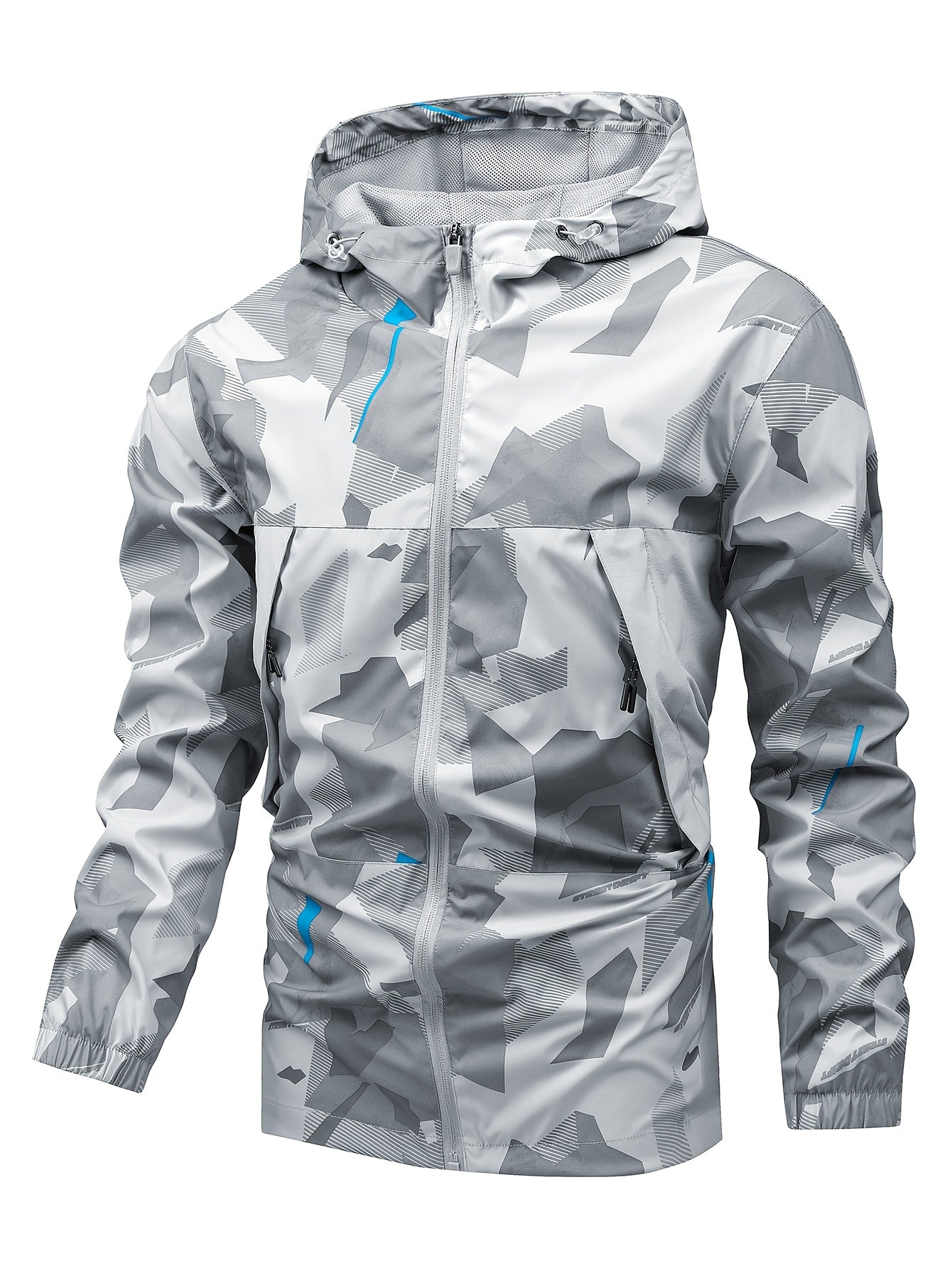 Men's Autumn Camouflage Hooded Jacket with Zip-Up Front and Pockets