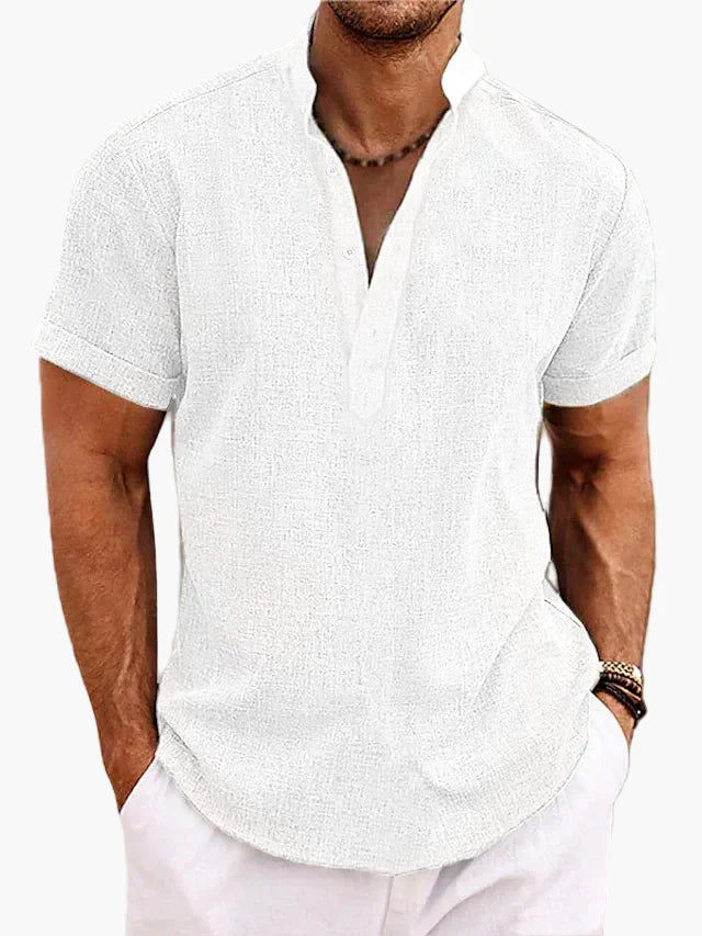 Men’s V Neck Short Sleeve Shirt Casual Summer Beach Top