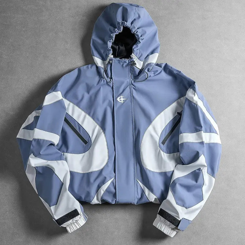 Men’s Outdoor Vintage Streetwear Jacket Zip Up Casual Windbreaker Lightweight Hooded
