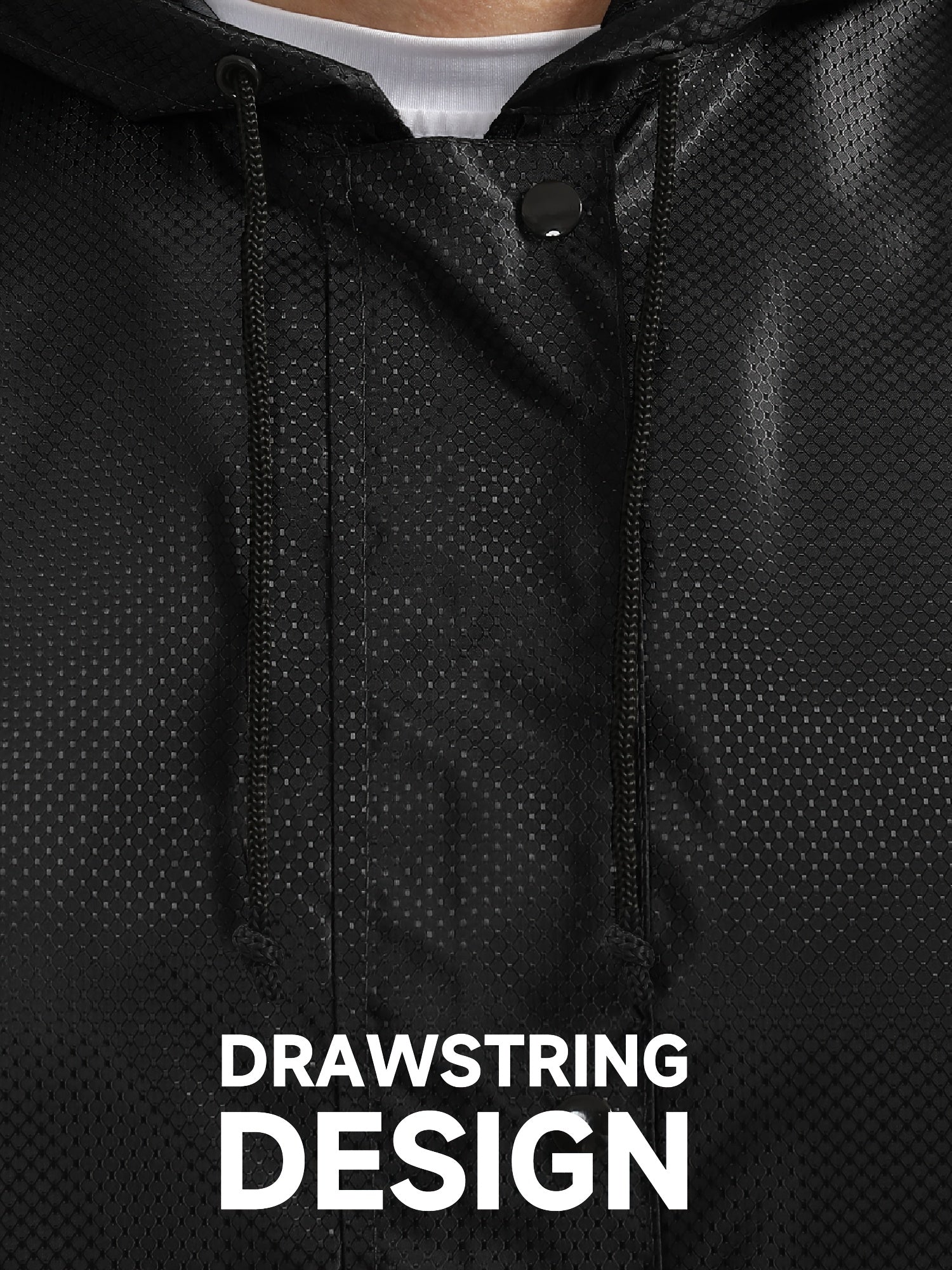 Men's Waterproof Mid-Length Hooded Coat Lightweight Packable