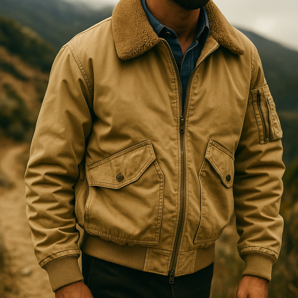 Men's Classic Bomber Jacket Trucker Fleece Inner