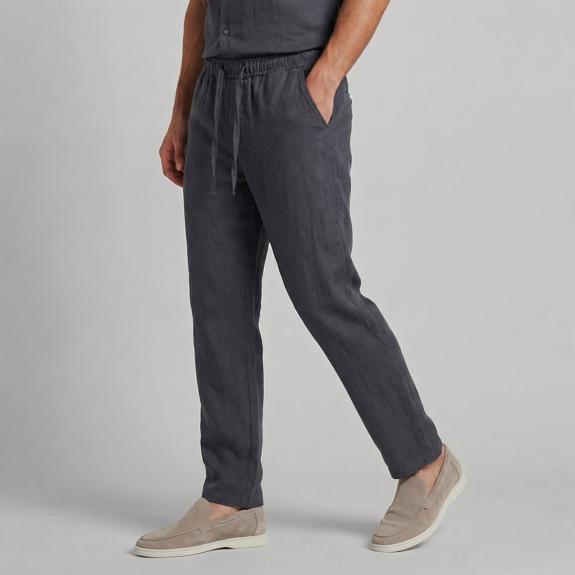 Men’s Drawstring Trousers Relaxed Fit Casual Straight Leg Pants