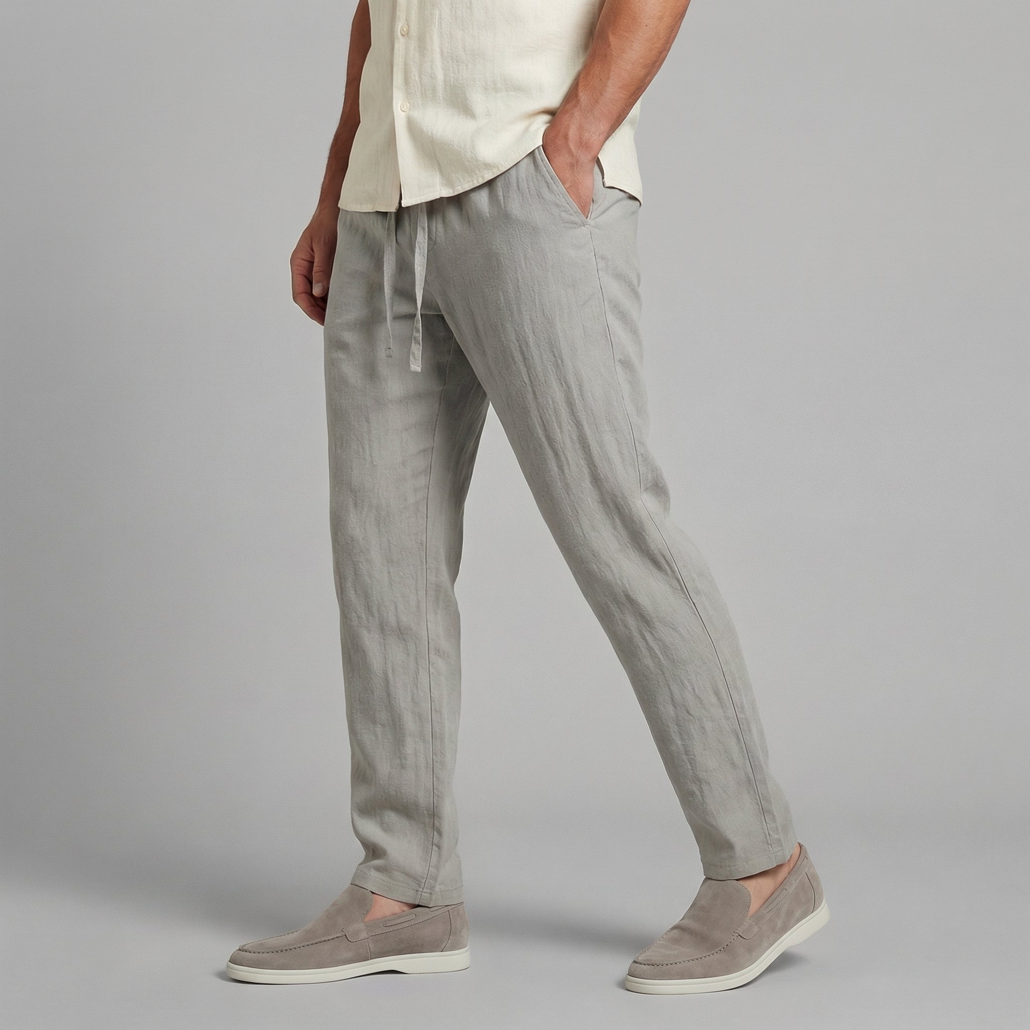 Men’s Drawstring Trousers Relaxed Fit Casual Straight Leg Pants