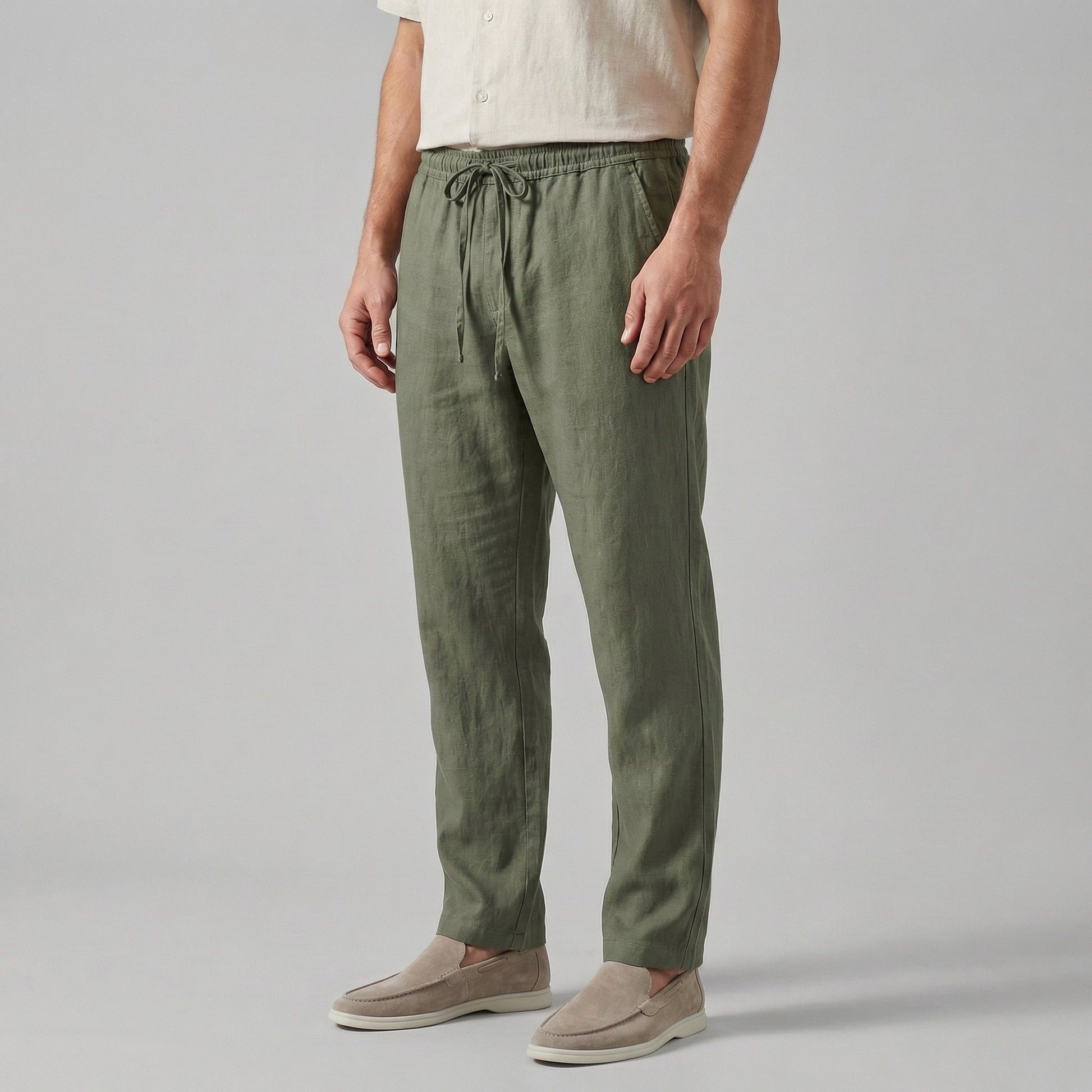 Men’s Drawstring Trousers Relaxed Fit Casual Straight Leg Pants