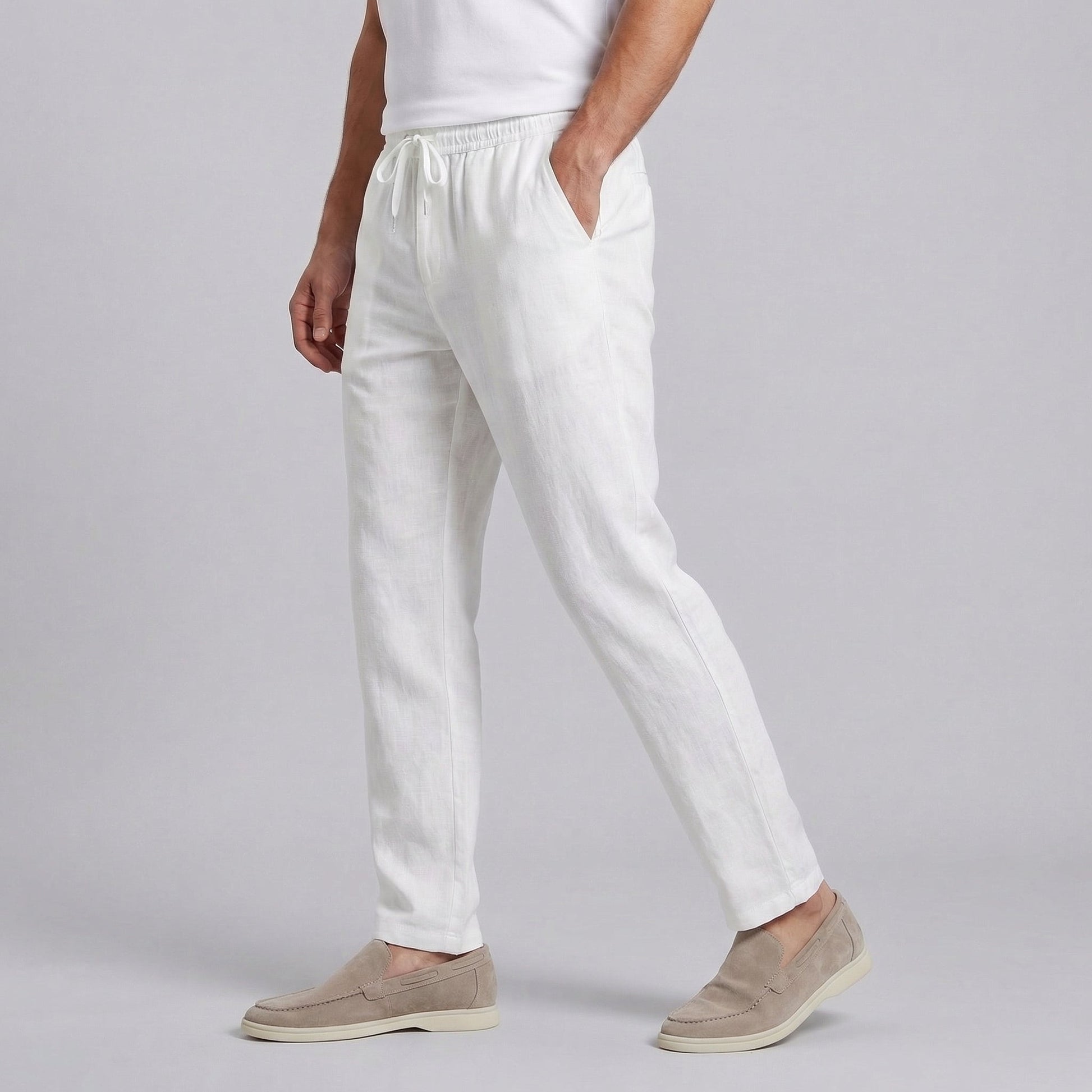 Men’s Drawstring Trousers Relaxed Fit Casual Straight Leg Pants