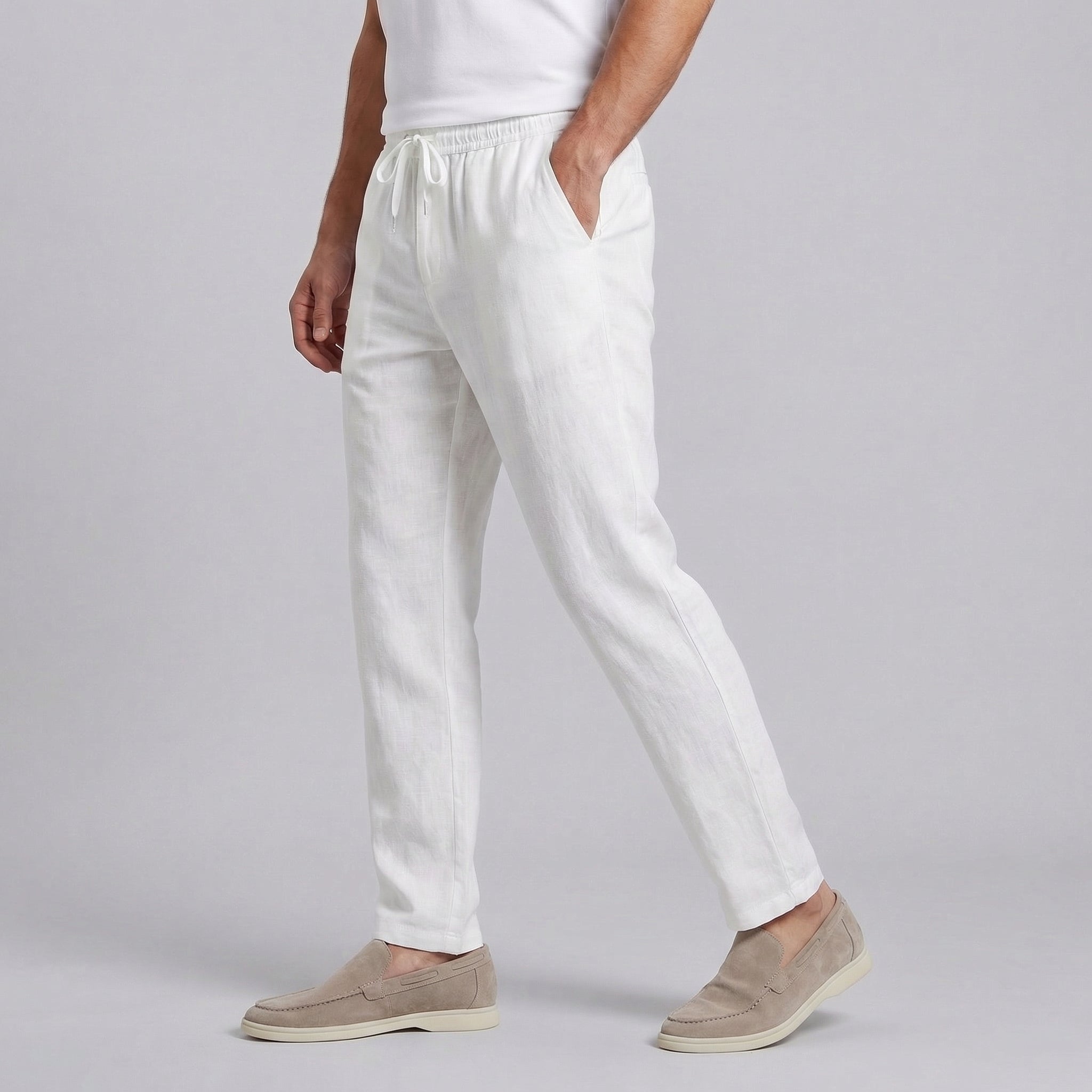 Men’s Drawstring Trousers Relaxed Fit Casual Straight Leg Pants