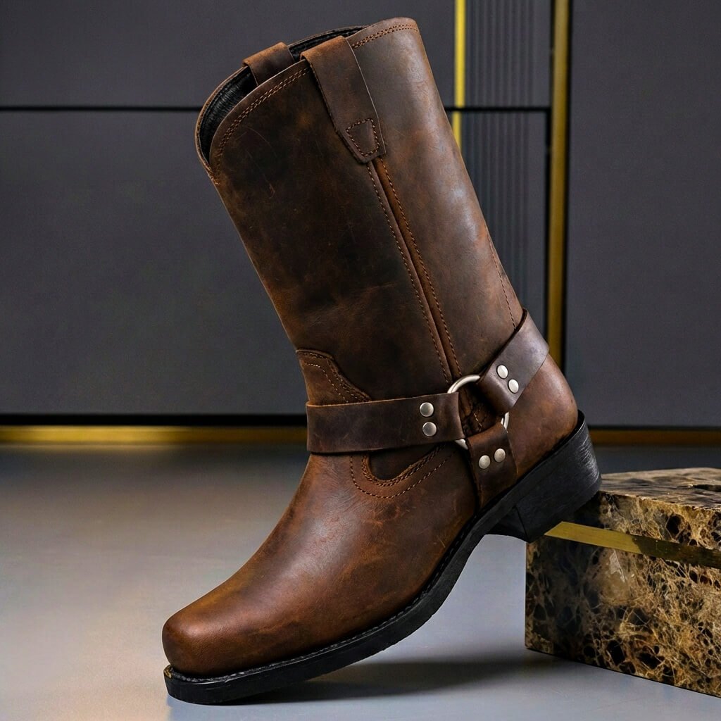 Men’s Western Boots Tall Casual Buckle Detail Footwear