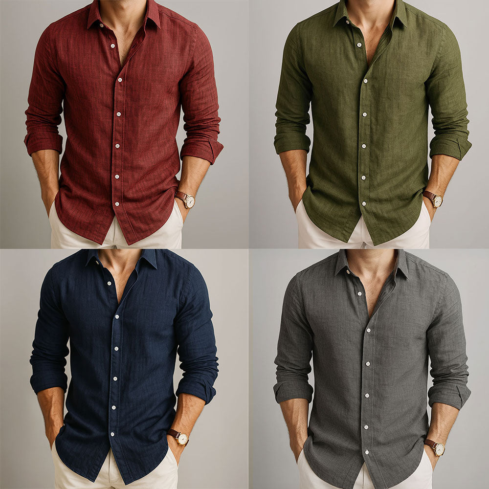 Men’s Long Sleeve Polo Shirt | Smart Casual Button Style