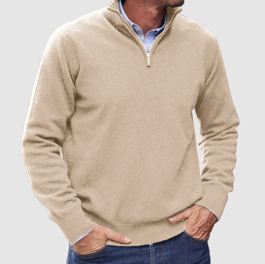 Men's Cashmere Zipper Basic Sweater - Solorfit