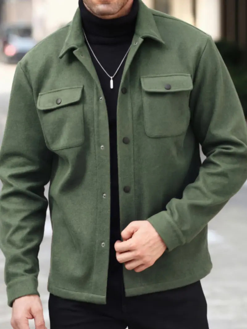 Men’s Casual Overshirt Button Up Jacket Pocket Streetwear Style