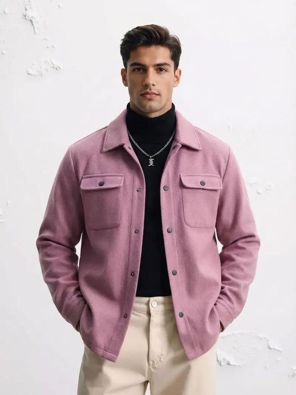 Men’s Casual Overshirt Button Up Jacket Pocket Streetwear Style