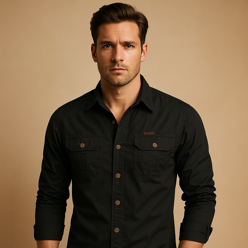 Cotton Cargo Shirt Blouse with Pockets for Men | Dorian - Solorfit