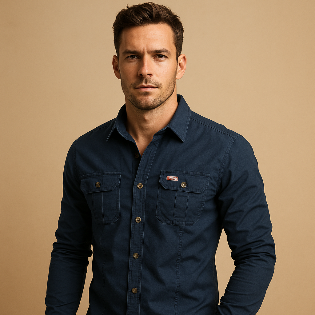 Cotton Cargo Shirt Blouse with Pockets for Men | Dorian - Solorfit