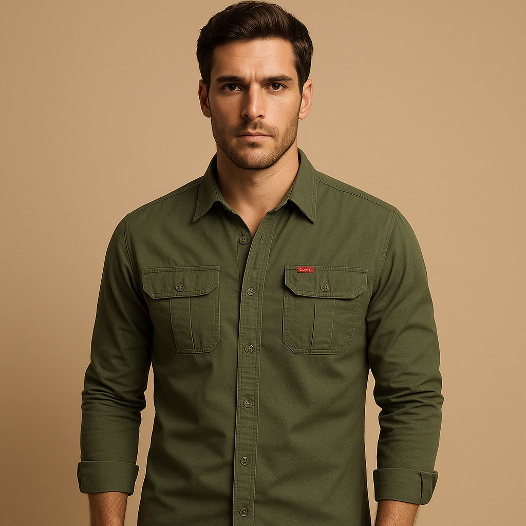 Cotton Cargo Shirt Blouse with Pockets for Men | Dorian - Solorfit