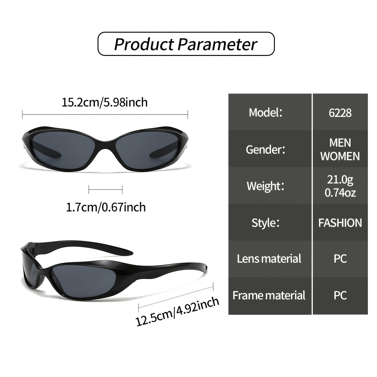 Unisex Sport Sunglasses Slim Frame Casual Outdoor Eyewear