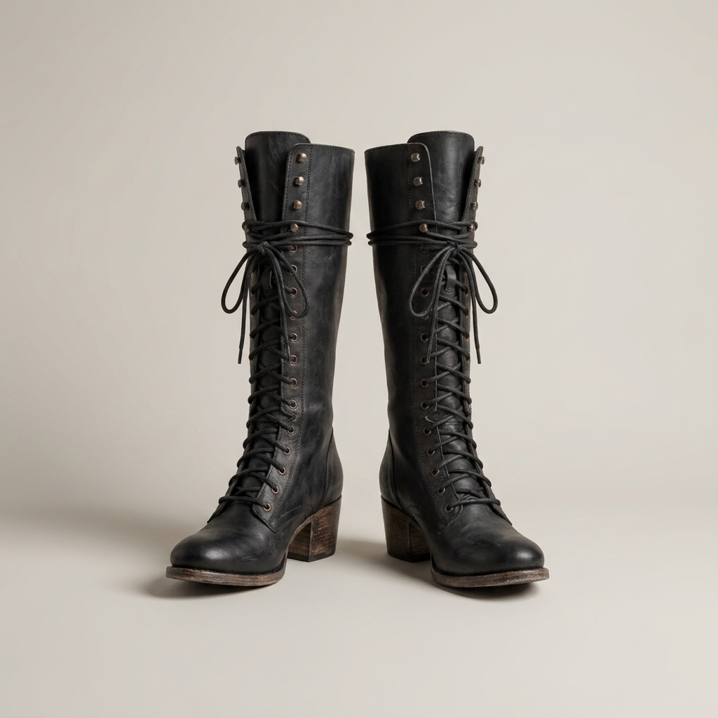 Women’s Knee High Boots Lace Up Long Boots Casual Footwear