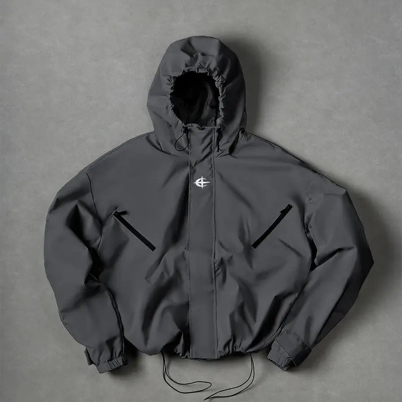 Men’s Outdoor Vintage Streetwear Jacket Zip Up Casual Windbreaker Lightweight Hooded