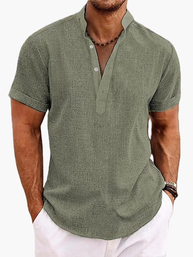 Men’s V Neck Short Sleeve Shirt Casual Summer Beach Top