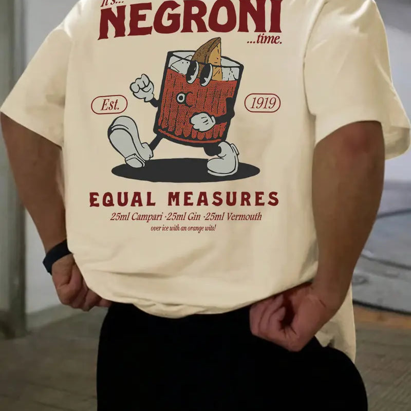 Men's Negroni Cocktail Graphic T-Shirt – Breathable Short Sleeve Tee with Campari-Inspired Print - Solorfit