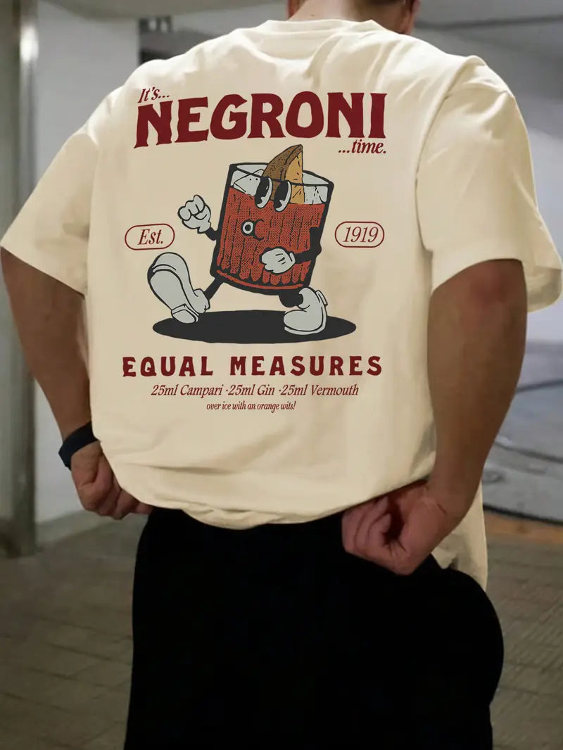 Men's Negroni Cocktail Graphic T-Shirt – Breathable Short Sleeve Tee with Campari-Inspired Print - Solorfit