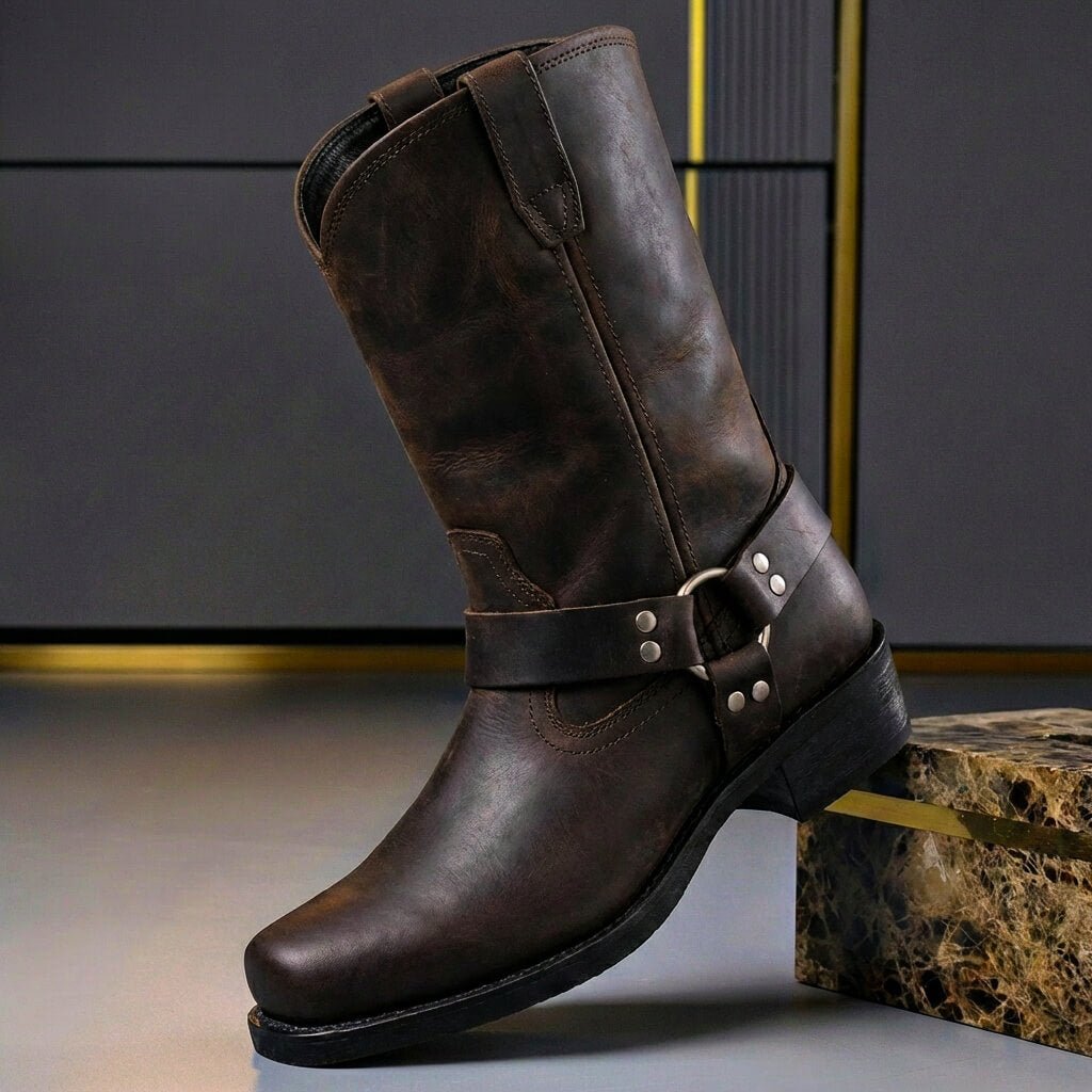 Men’s Western Boots Tall Casual Buckle Detail Footwear