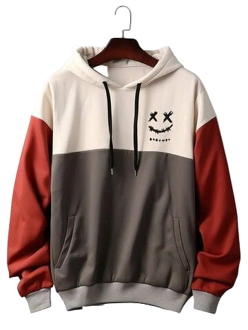 Men’s Casual Smiley Face Hoodie – Round Neck Streetwear Pullover