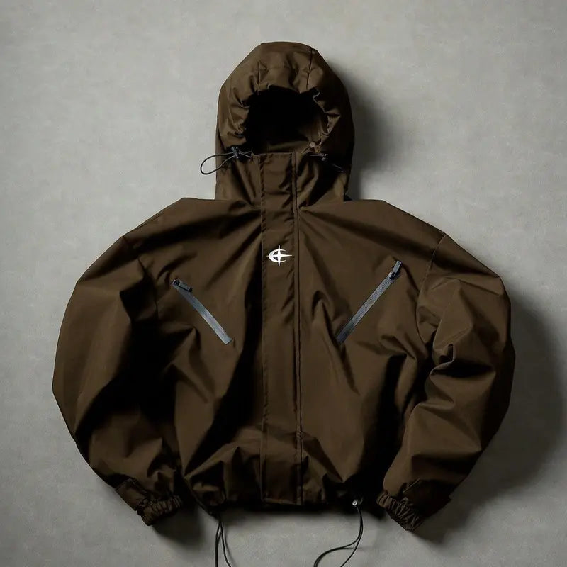 Men’s Outdoor Vintage Streetwear Jacket Zip Up Casual Windbreaker Lightweight Hooded