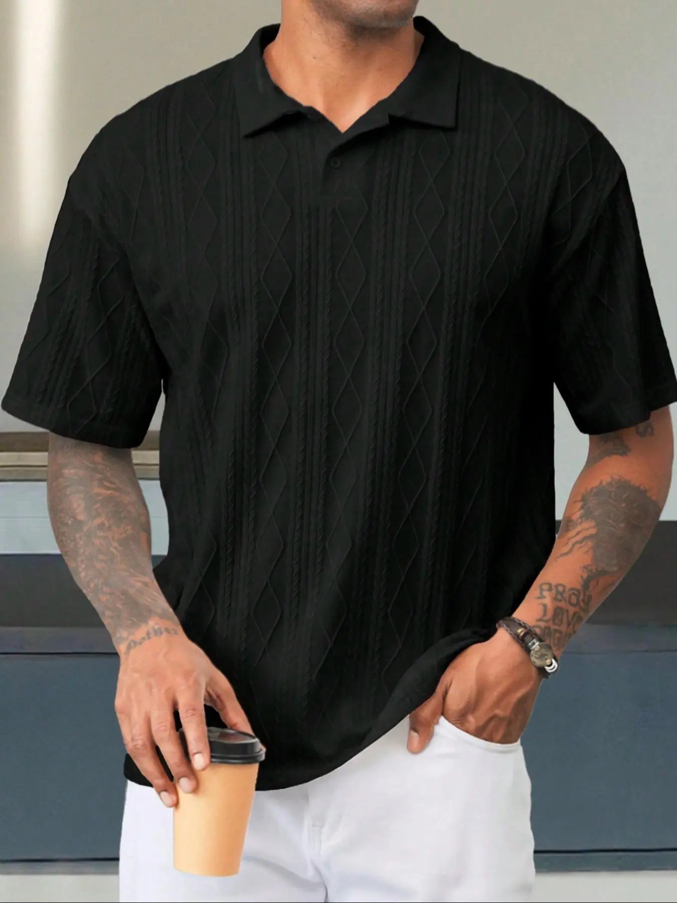 Men’s Polo Shirt Short Sleeve Casual Button Up Everyday Top