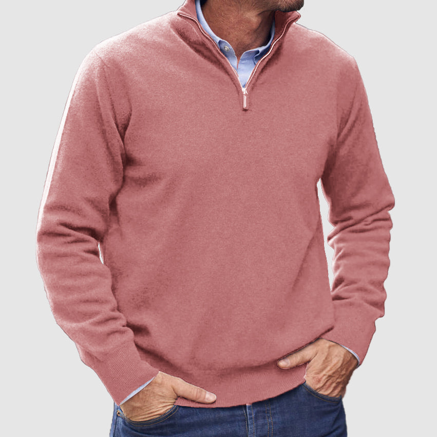 Men's Cashmere Zipper Basic Sweater - Solorfit