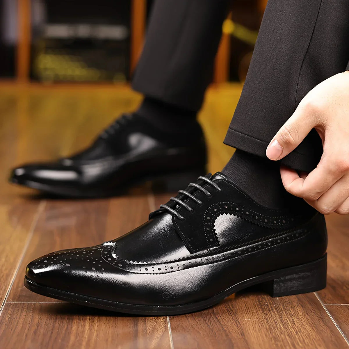 Men’s Leather Dress Shoes – Premium Black Formal Footwear, Elegant Design - Solorfit