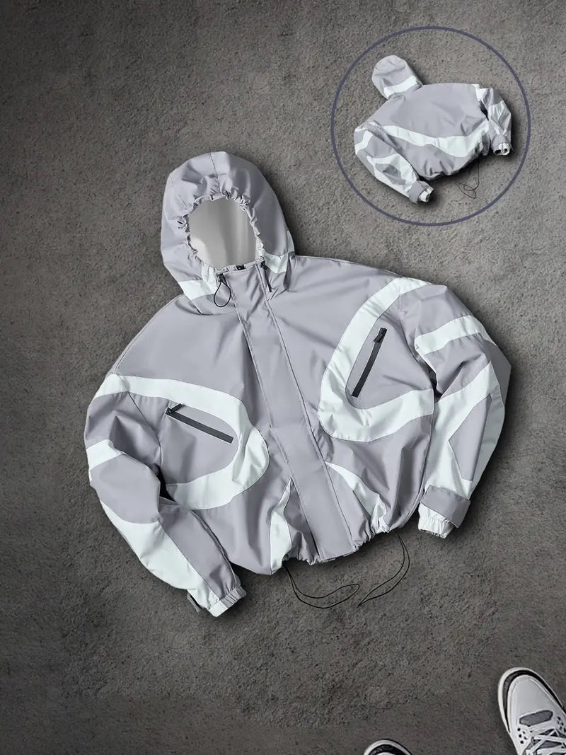 Men’s Hooded Windbreaker Jacket Zip Up Outdoor Casual Coat