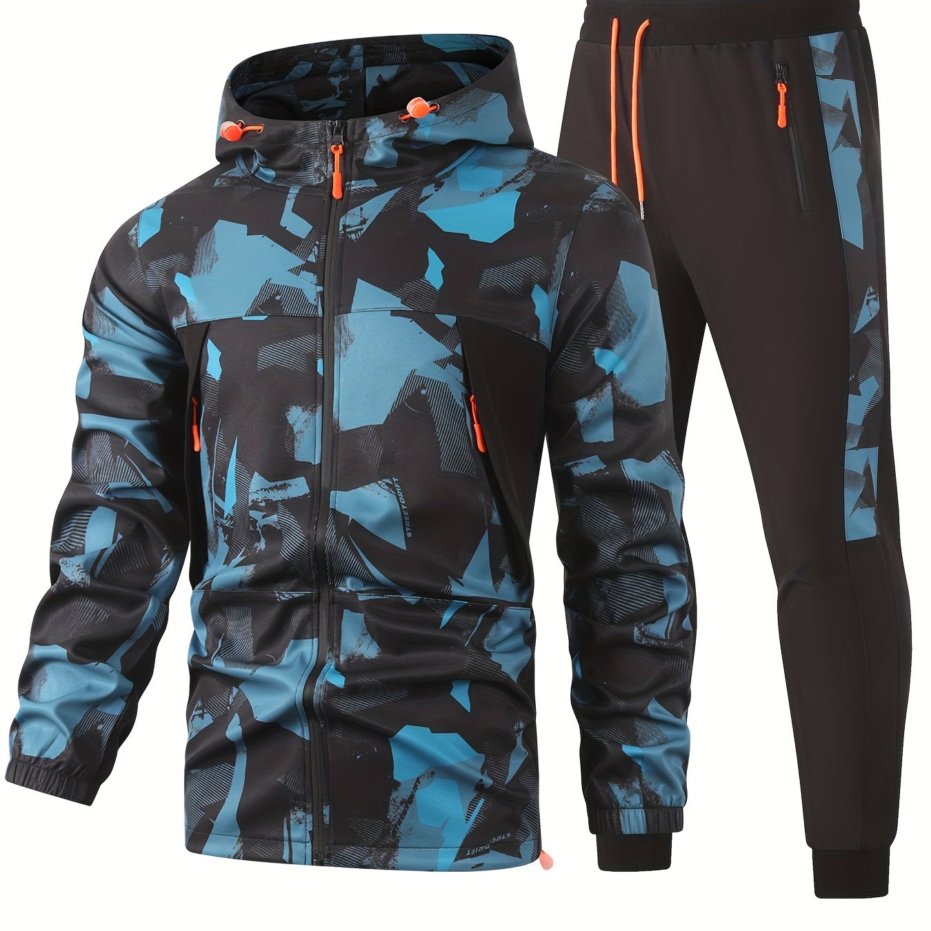 Men's 2 Piece Tracksuit Matching Set with Hooded Jacket and Joggers