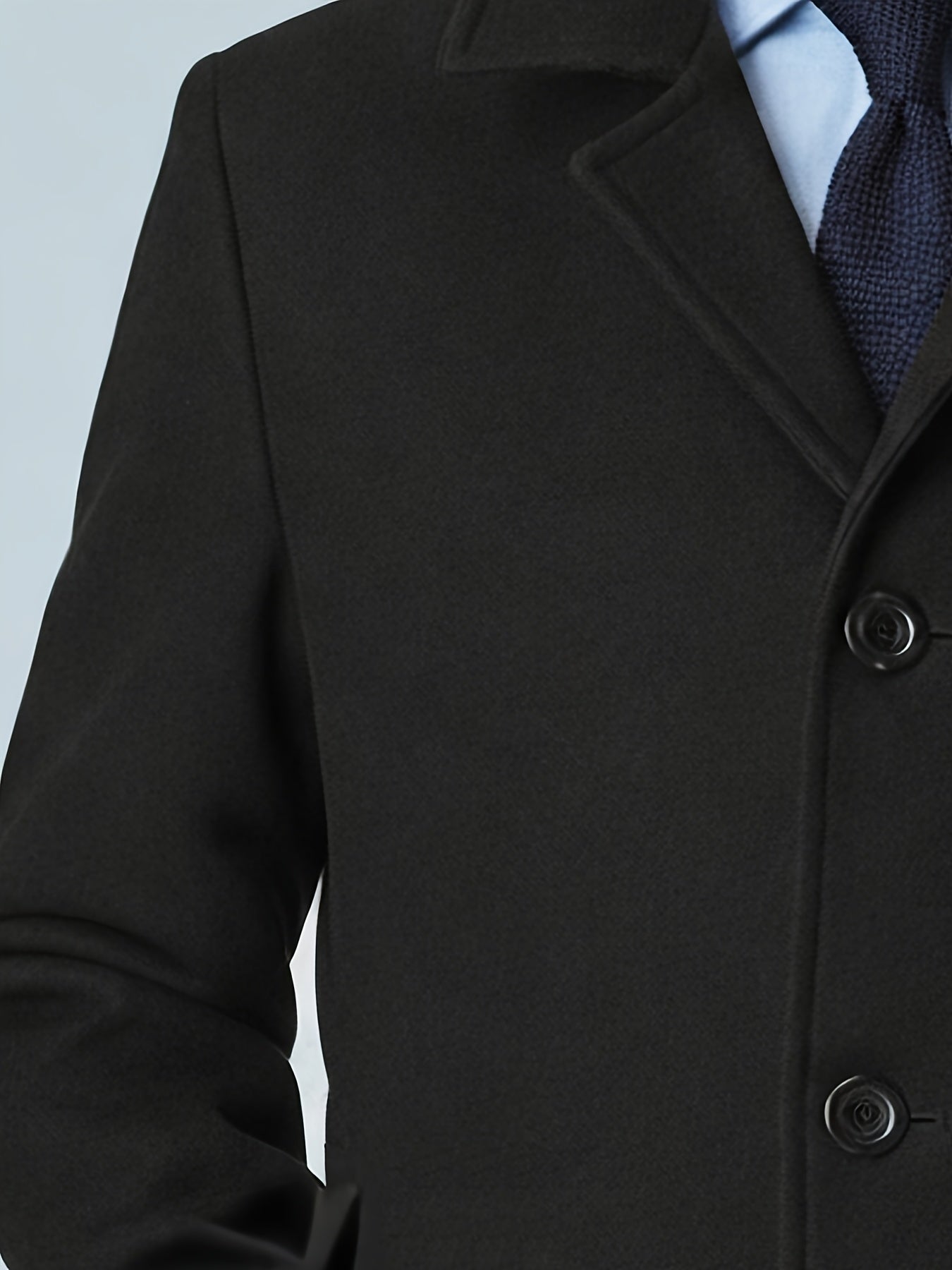 Men's Black Light Business Mid-Length Trench Coat for Autumn and Winter - British Style