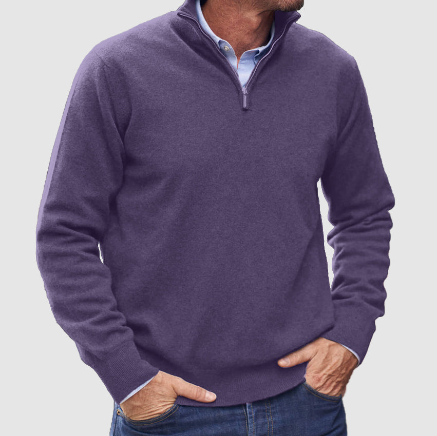 Men's Cashmere Zipper Basic Sweater - Solorfit