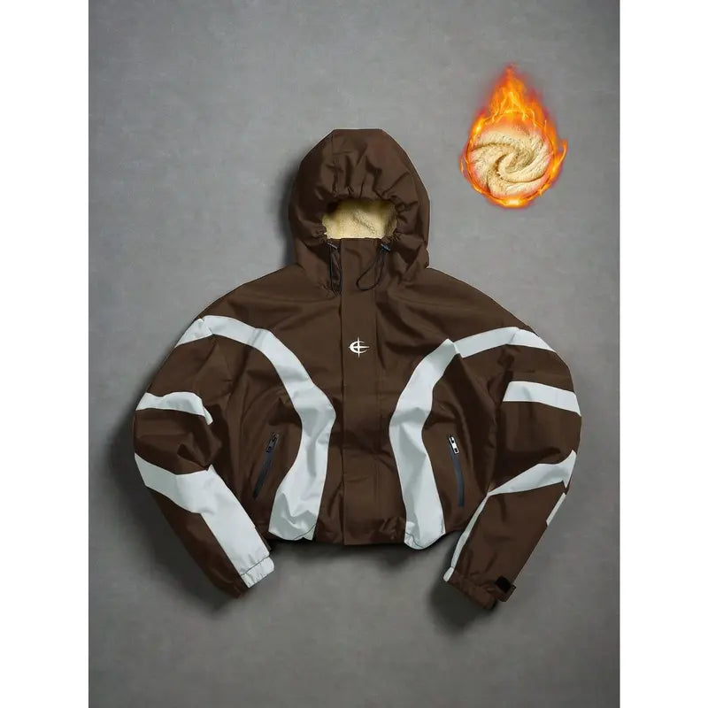 Men’s Outdoor Vintage Streetwear Jacket Zip Up Casual Windbreaker Lightweight Hooded