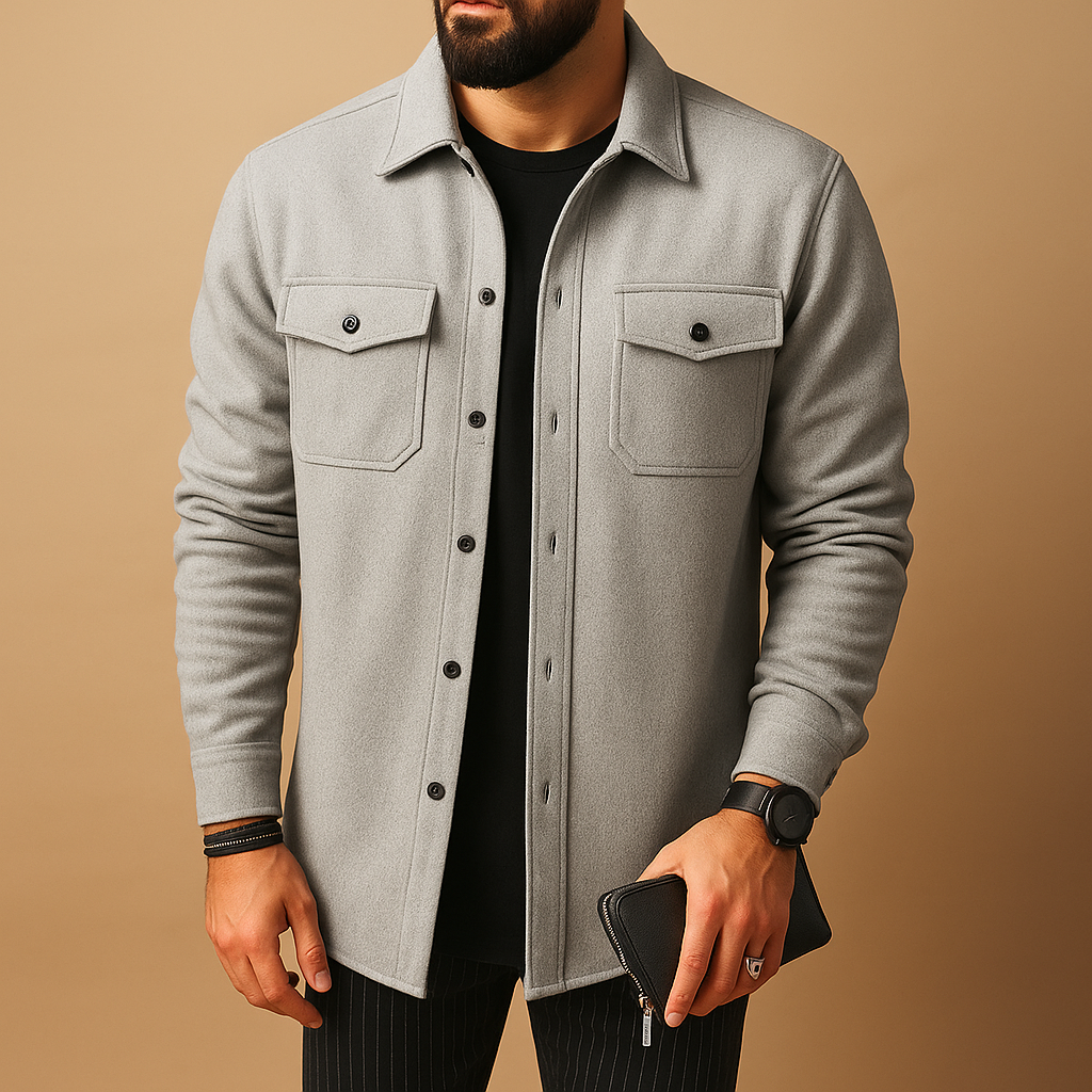 Flannel Long Sleeve Button Jacket Men Spring  | Ethan