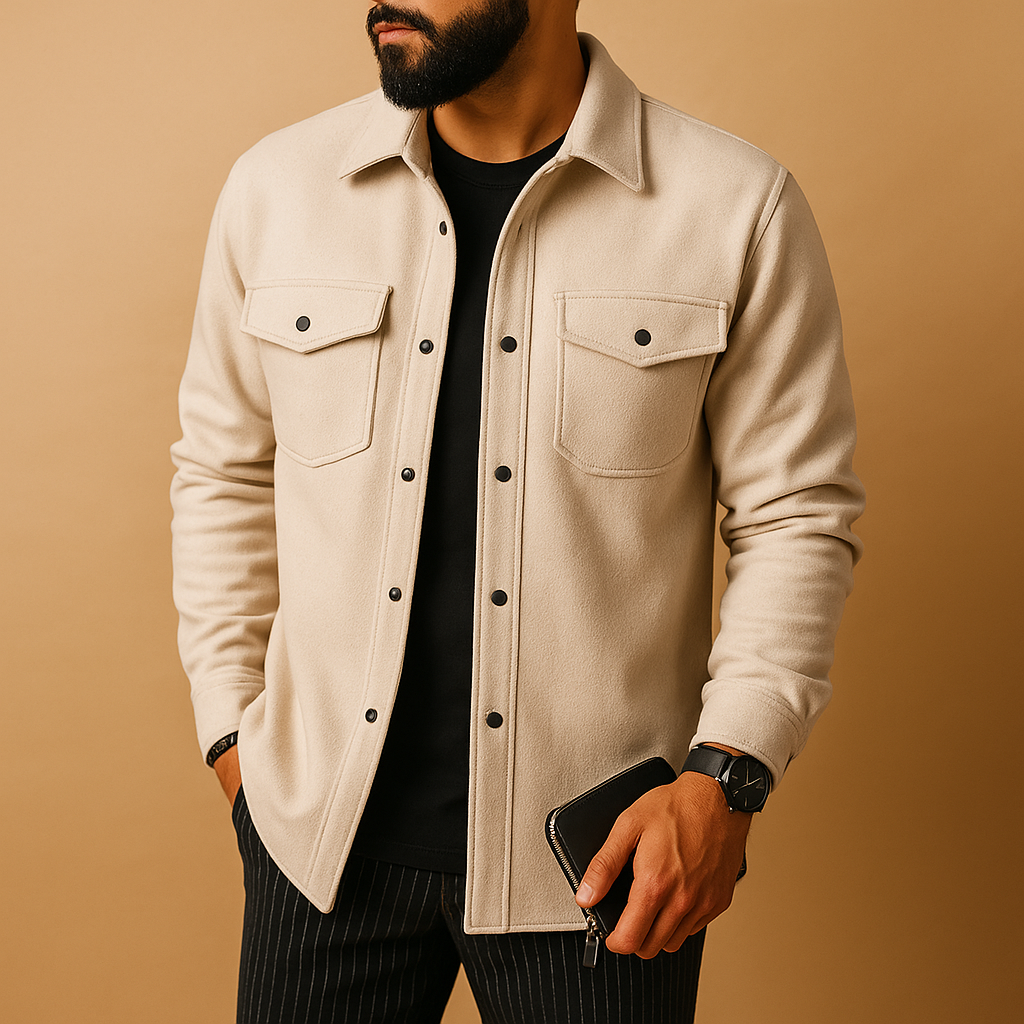 Flannel Long Sleeve Button Jacket Men Spring  | Ethan