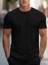 Men’s Solid Color T-Shirt – Crew Neck Streetwear Style in Polyester - Solorfit