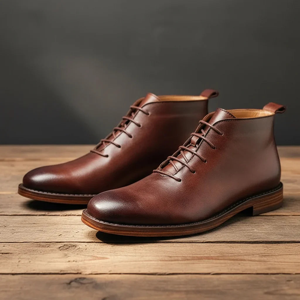 Robbin – Hand-Finished Genuine Leather Ankle Boots for Men