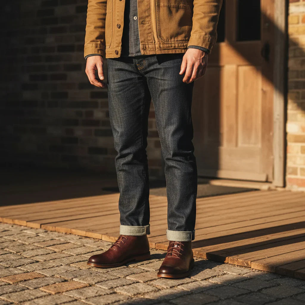 Robbin – Hand-Finished Genuine Leather Ankle Boots for Men