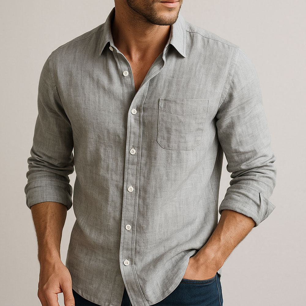 Linen Men Button Essential Lightweight Shirt