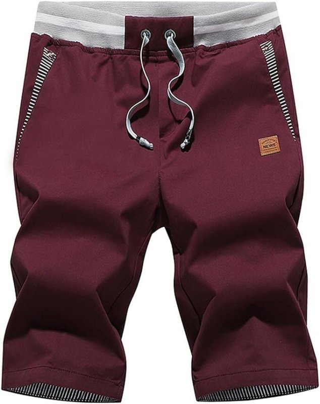 Men’s Casual Drawstring Shorts Lightweight Summer Beach Shorts Elastic Waist Blue