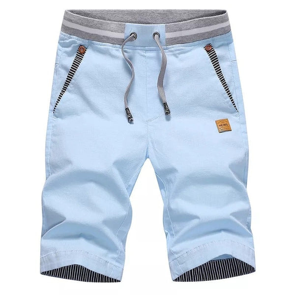 Men’s Casual Drawstring Shorts Lightweight Summer Beach Shorts Elastic Waist Blue