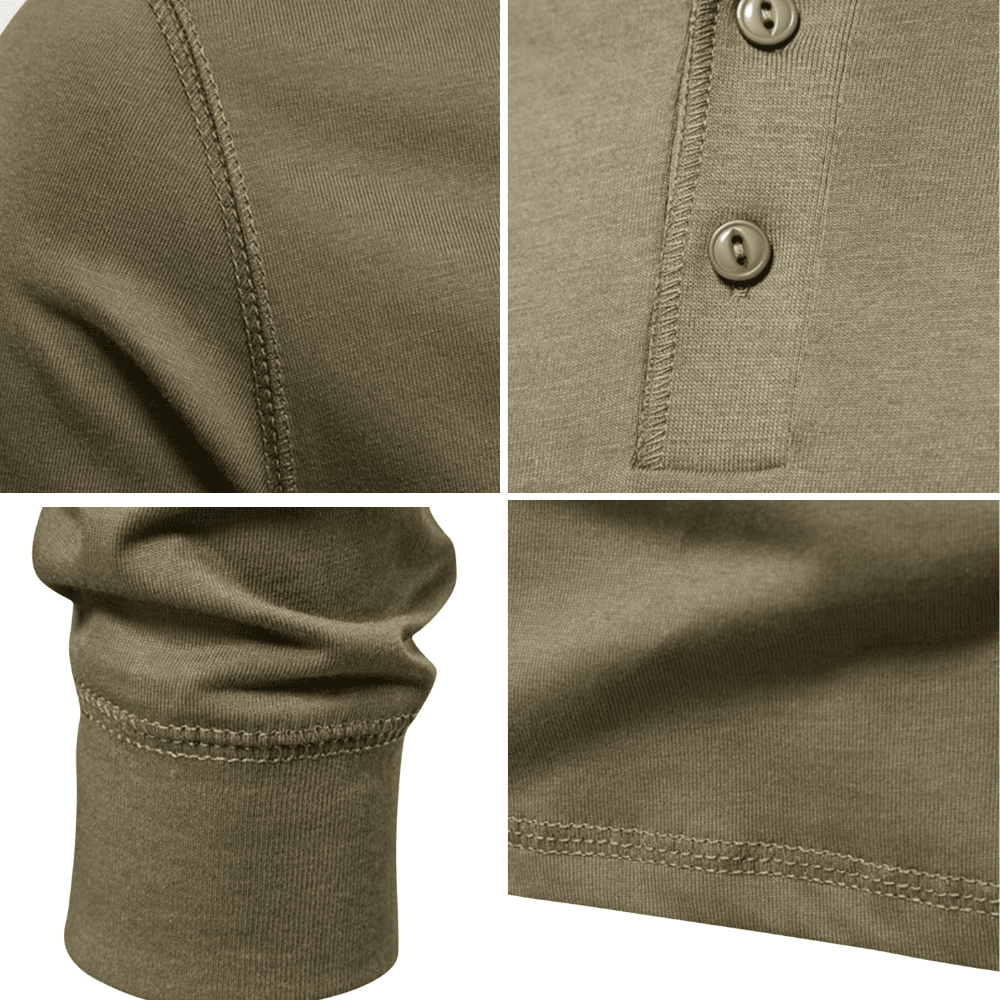Men's Casual Long Sleeve Henley Top with Button Placket Everyday Comfort
